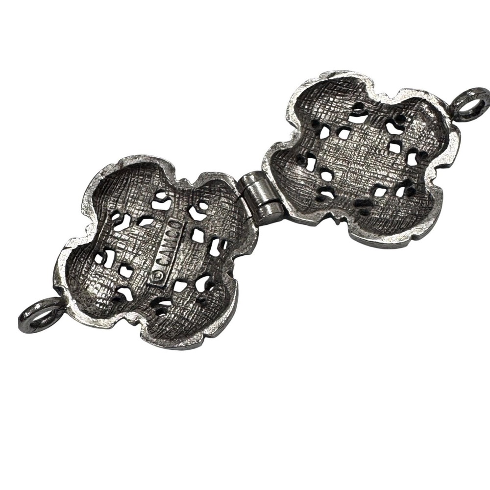 Vintage CAMCO Celtic Knot Clover Locket Pendant Silver Tone Hinged - Picture 3 of 7